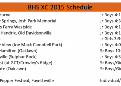 2015 BHS XC schedule
